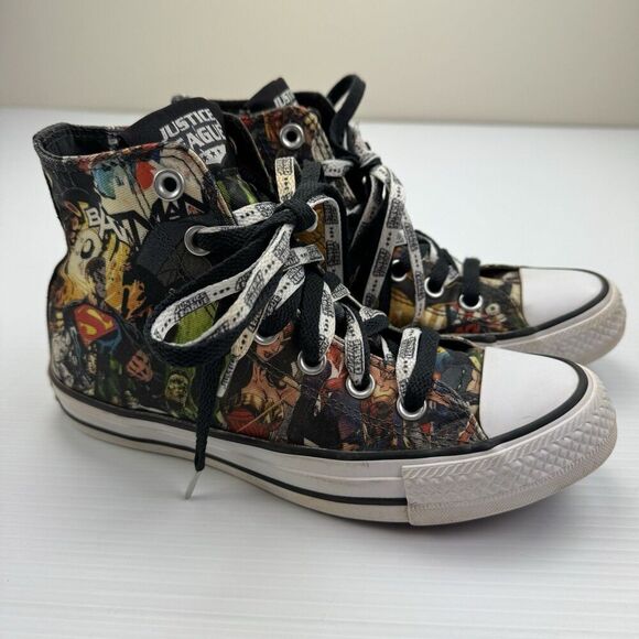 Converse Justice League Superman Sneakers High Top Mens 4 Womens 6 Double Laces - Picture 6 of 16